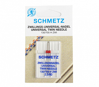 Иглы стандартные двойные SCHMETZ 130/705H ZWI №80/2.5 (1шт)